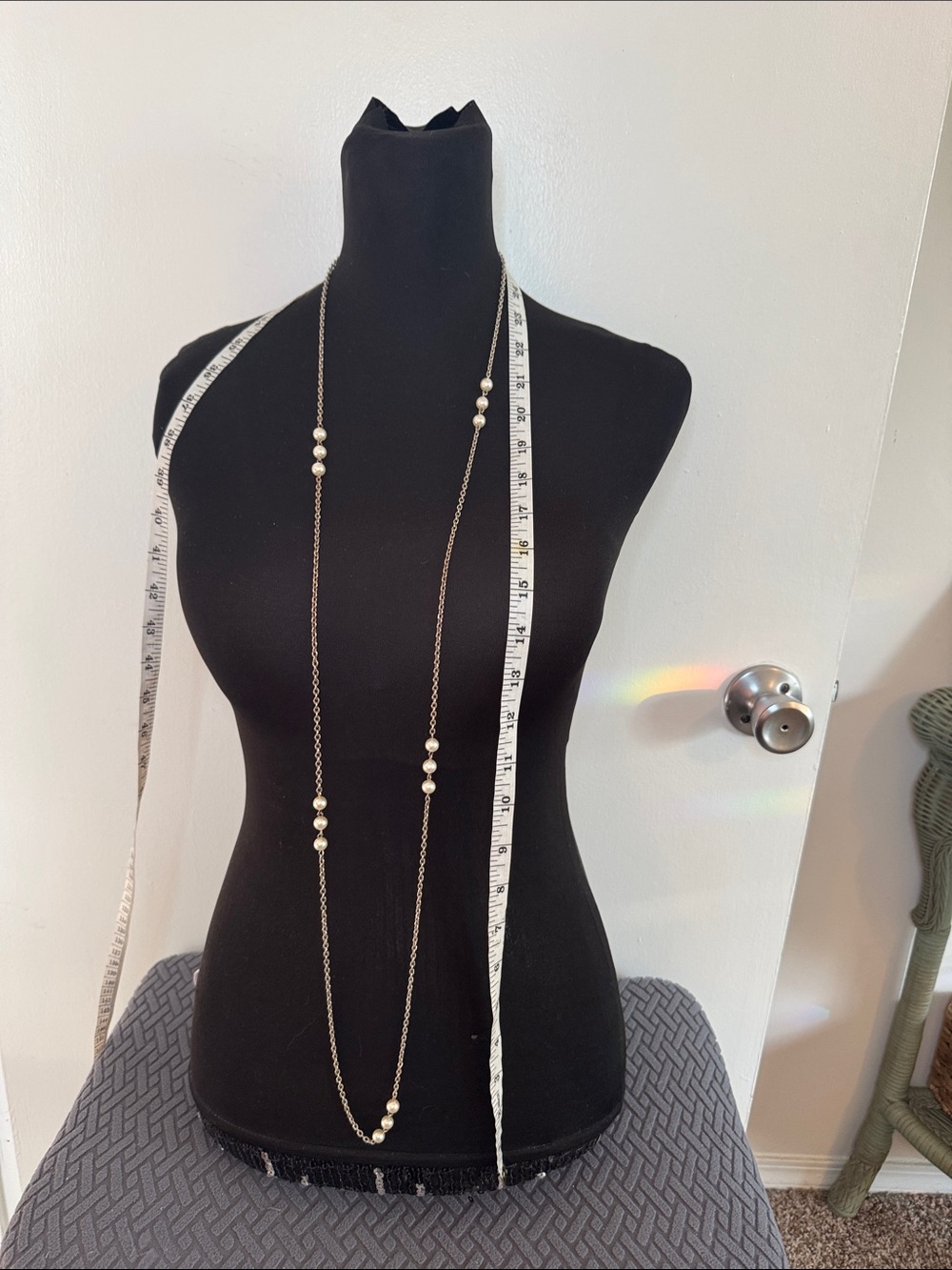 Long Gold Pearl Station Necklace - Women Jewelry